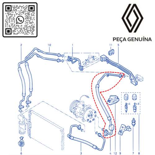 RN 839797 7700839797 MANGUEIRA SAID VALV. D EXPAN. ATE COMPR. LAG 3.0 12V - 5